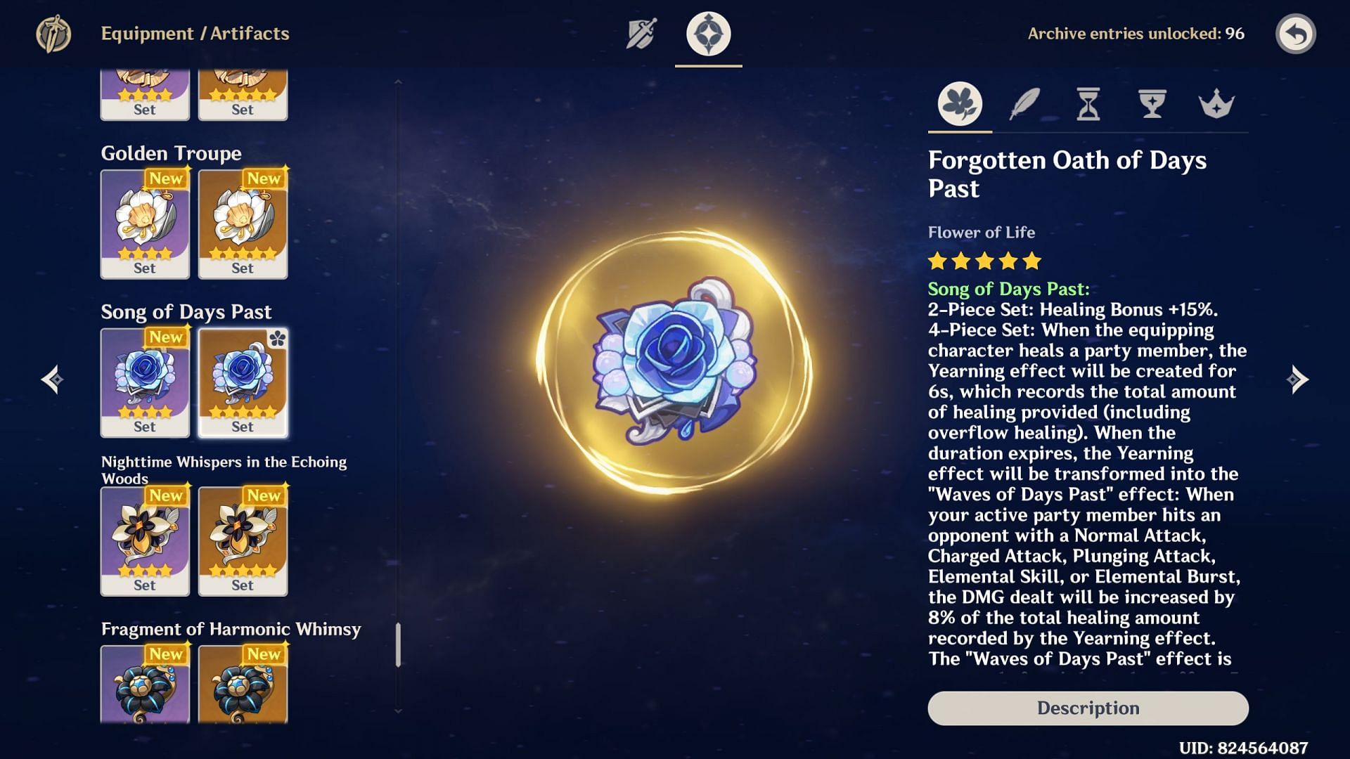 Forgotten Oath of Days Past artifact set (Image via HoYoverse)