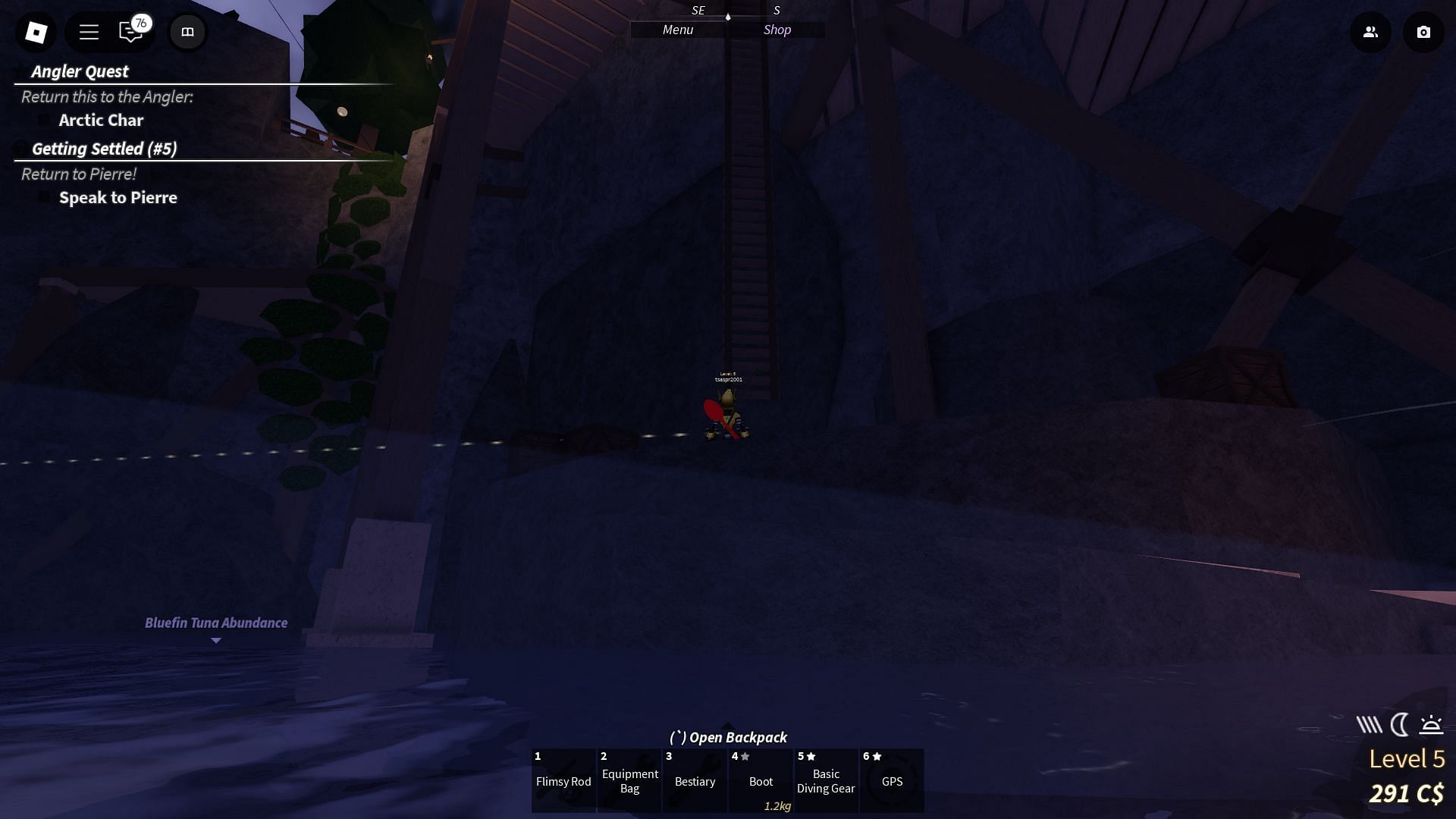 Use the stairs to reach Merlin&#039;s Hut (Image via Roblox)