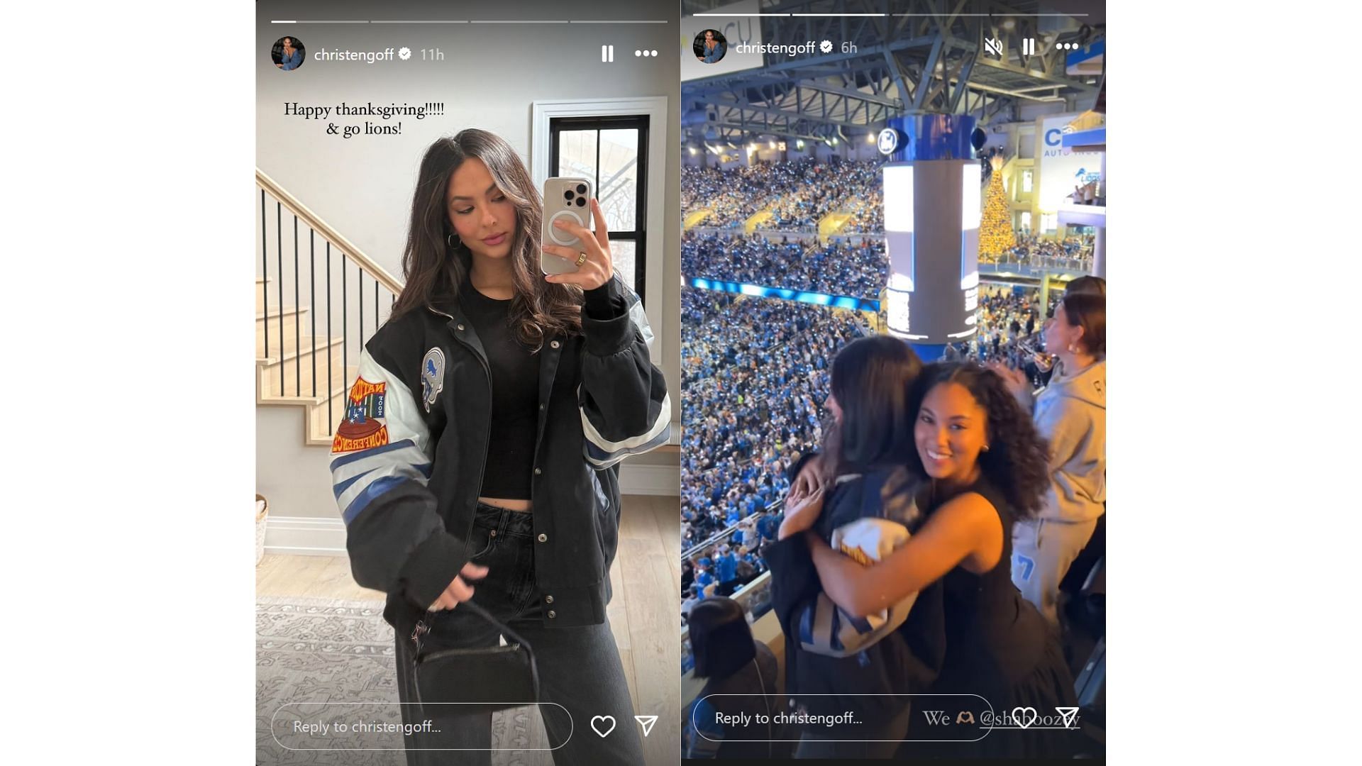 Jared Goff's wife Christen Harper shares snaps for Lions-Bears Thanksgiving game (Image credit: @christenharper IG)