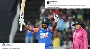 "Sanju Samson has only two moods these days" - Fans erupt as wicketkeeper-batter slams 109* off 56 in IND vs SA 4th T20I