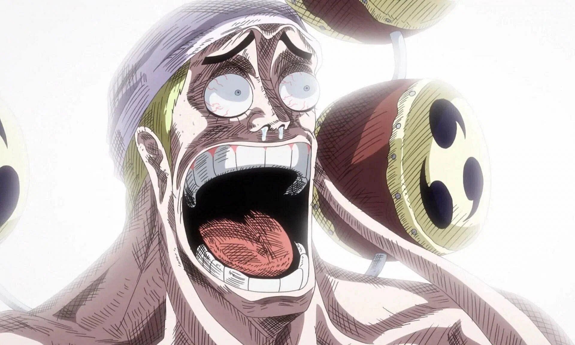 Enel&#039;s now-infamous face as seen in the anime (Image via Toei Animation).