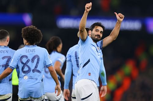 Manchester City midfielder Ilkay Gundogan (right)