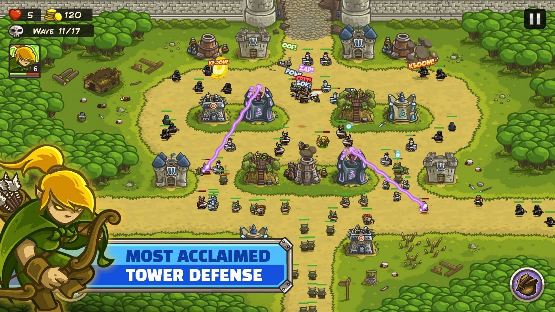 Kingdom Rush is considered one of the best tower defense games because of its colorful graphics and complex tactics (Image via Ironhide Games)