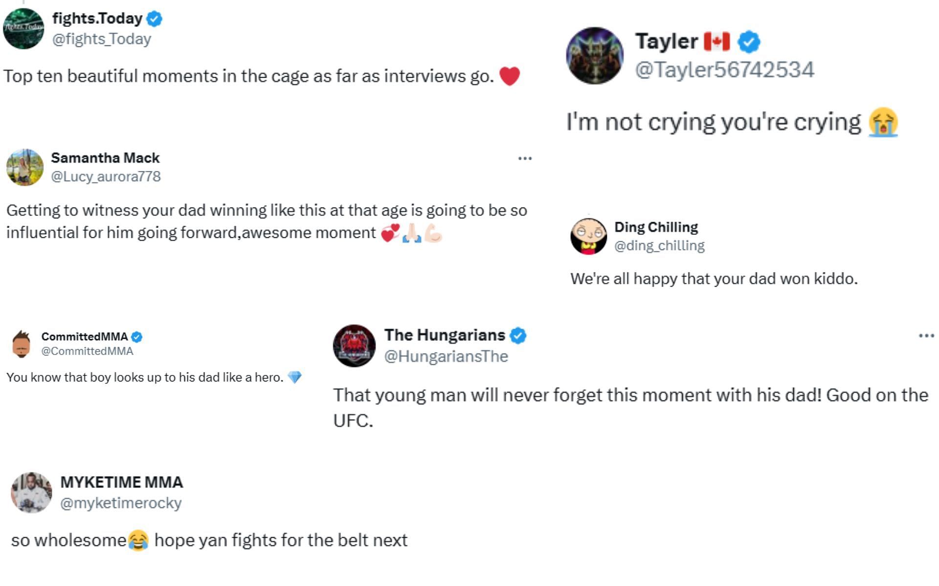 MMA fans react to Petr Yan&#039;s son getting emotional at UFC Macau. [Screenshots courtesy: ESPN MMA on X]