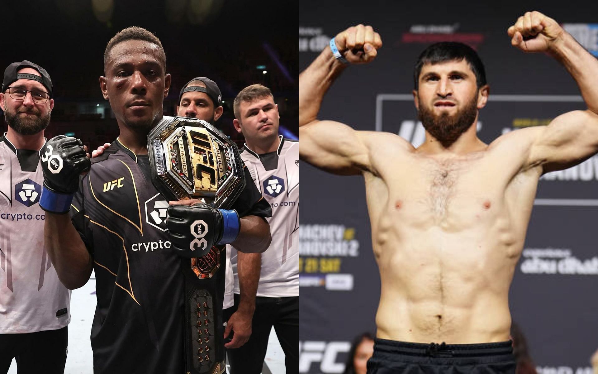 Jamhal Hill (left) bashes Magomed Ankalaev (right) for his behaviour. [Images courtesy: Getty and @sweet_dreams_jhill on Instagram]