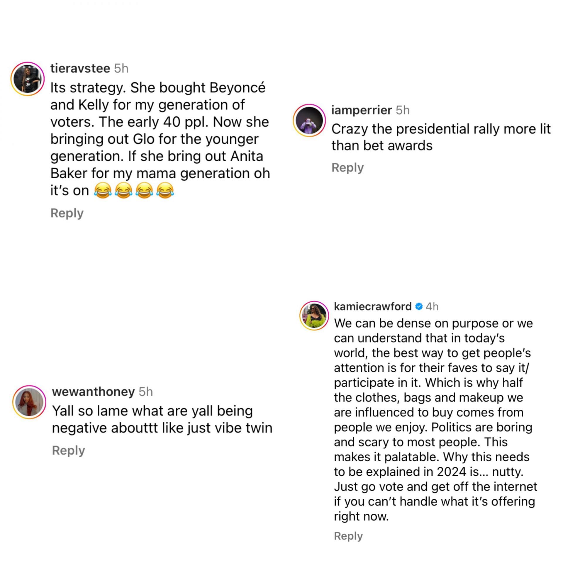 Comments about the rapper's performance at Harris' campaign rally (Image via Instagram/@theshaderoom)