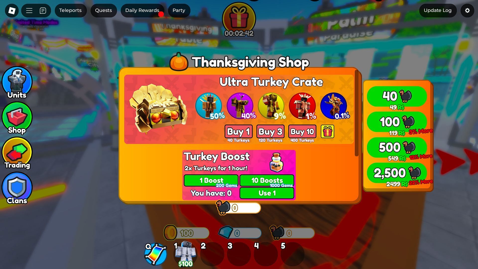 The Thanksgiving shop (Image via Roblox)