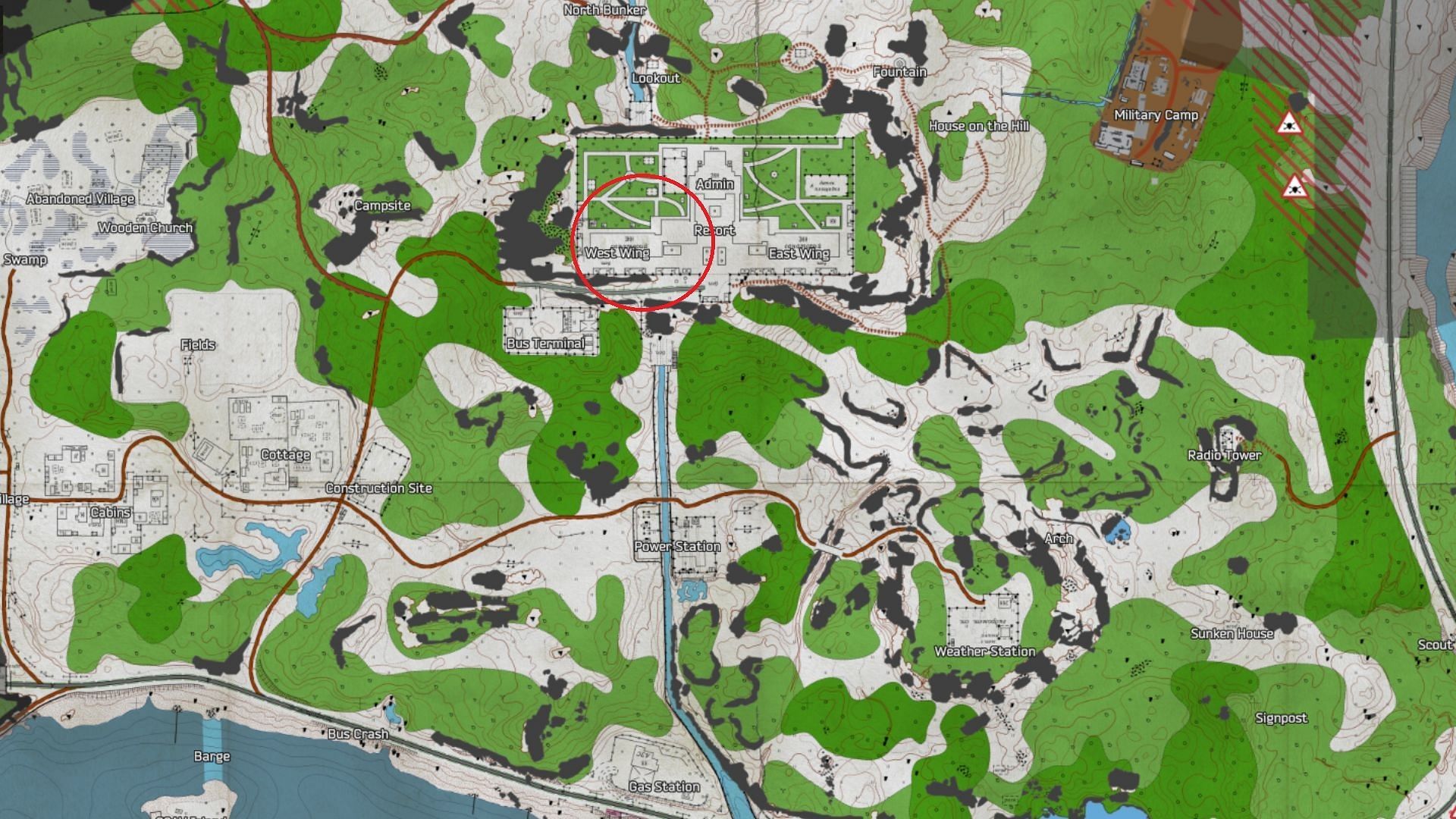 West wing of the Health resort on Shoreline (Image via Battlestate Games || Map Genie)