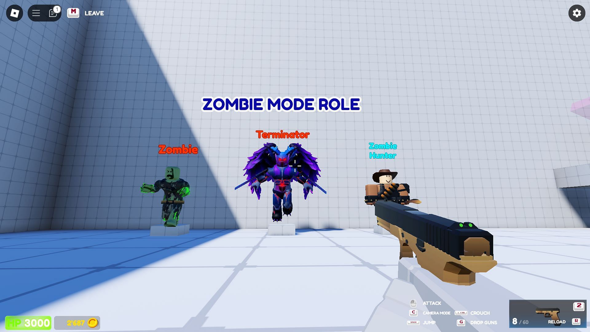 The different Zombie mode roles (Image via Roblox)