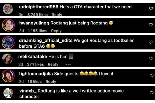 Screenshot of fans' comments