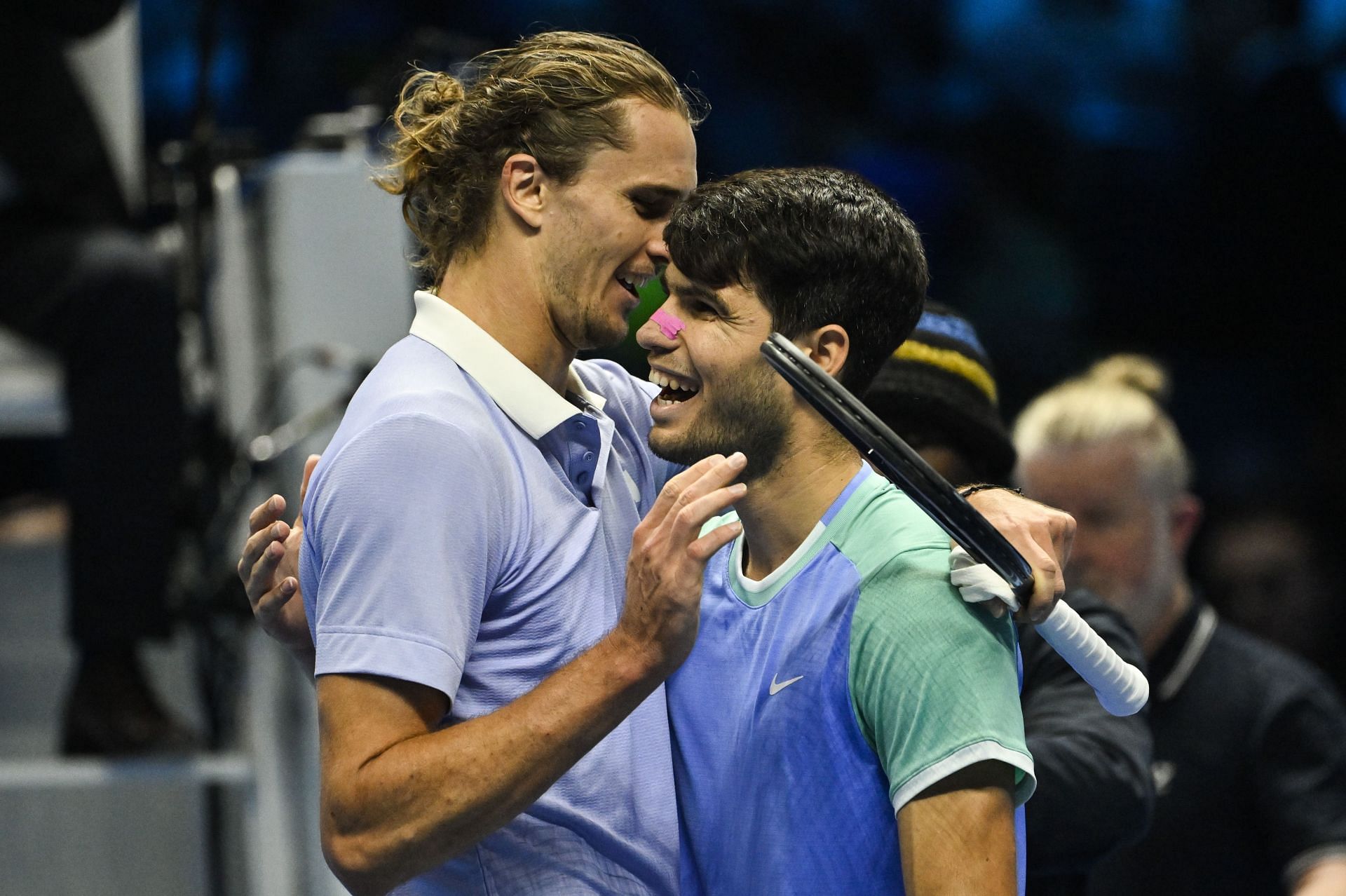 Alexander Zverev and Carlos Alcaraz at the ATP Finals 2024. (Photo: Getty)