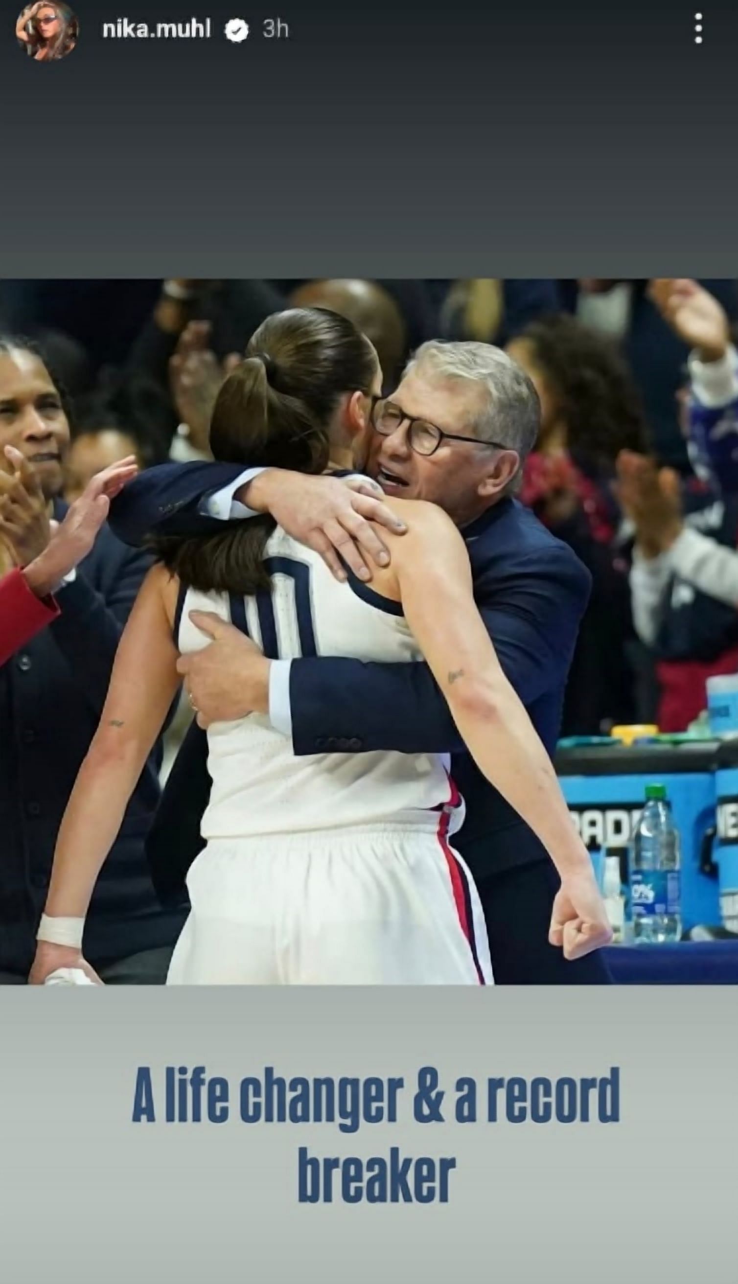 Nika M&uuml;hl celebrated Geno Auriemma&rsquo;s achievement on Instagram (Picture Credit: Instagram)