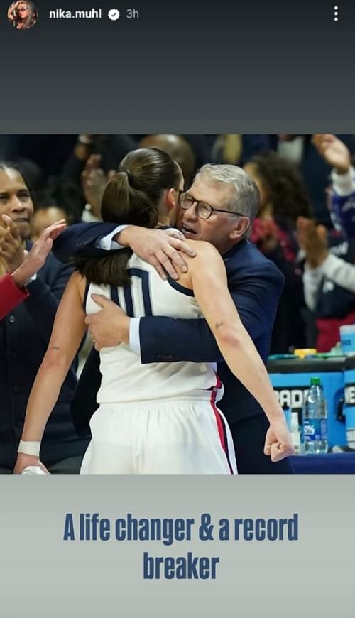 Nika Mühl celebrated Geno Auriemma’s achievement on Instagram (Picture Credit: Instagram)