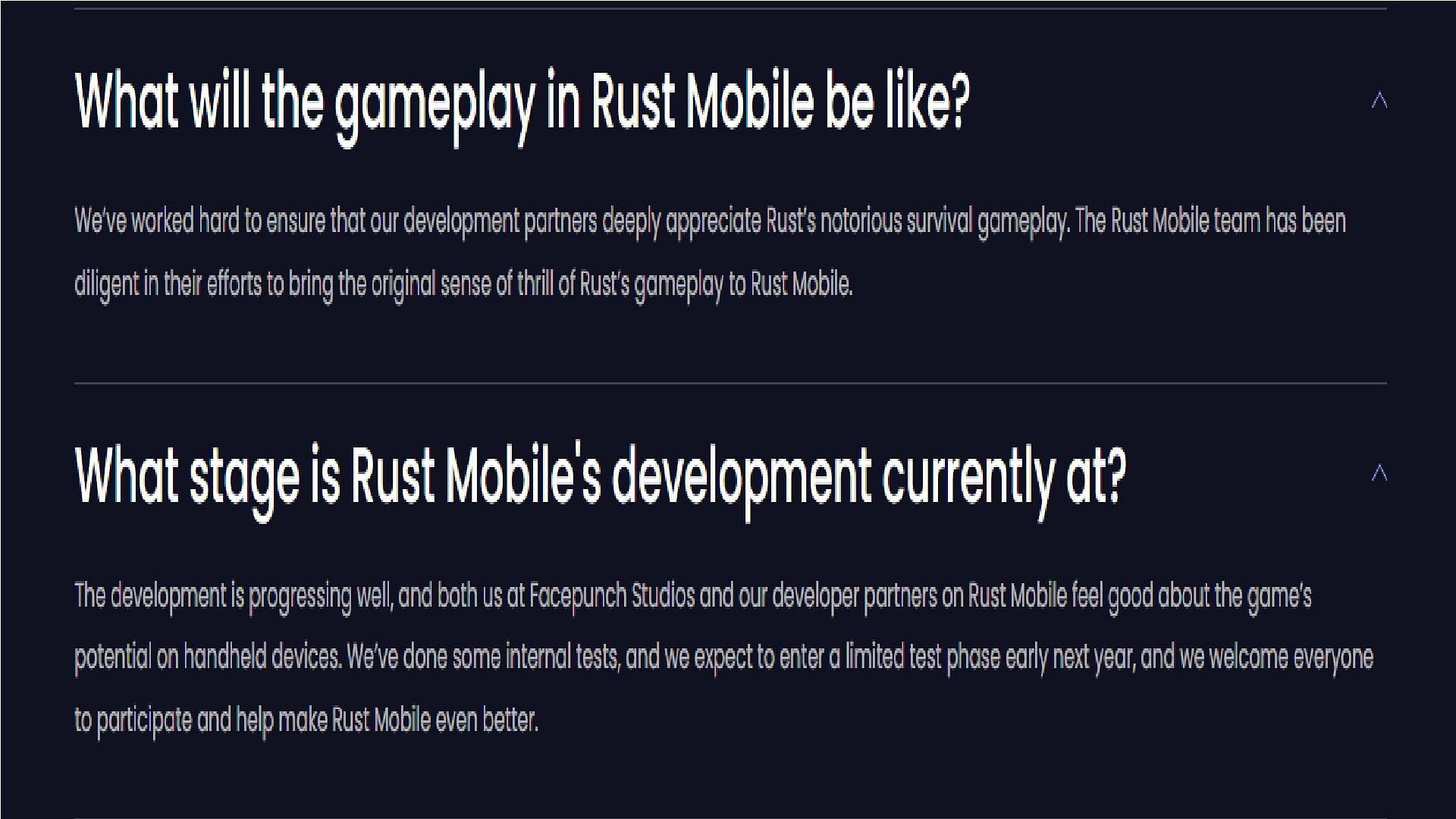 The official website answers certain FAQ questions (Image via Facepunch Studios)