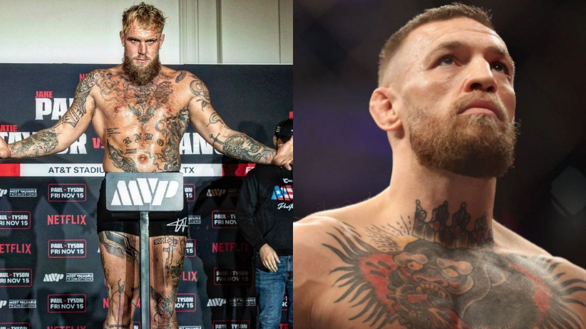 Former UFC champion challenges Jake Paul (left) to an open-weight fight, following his callout of Conor McGregor (right) [Images courtesy of @jakepaul on Instagram &amp; Getty Images]