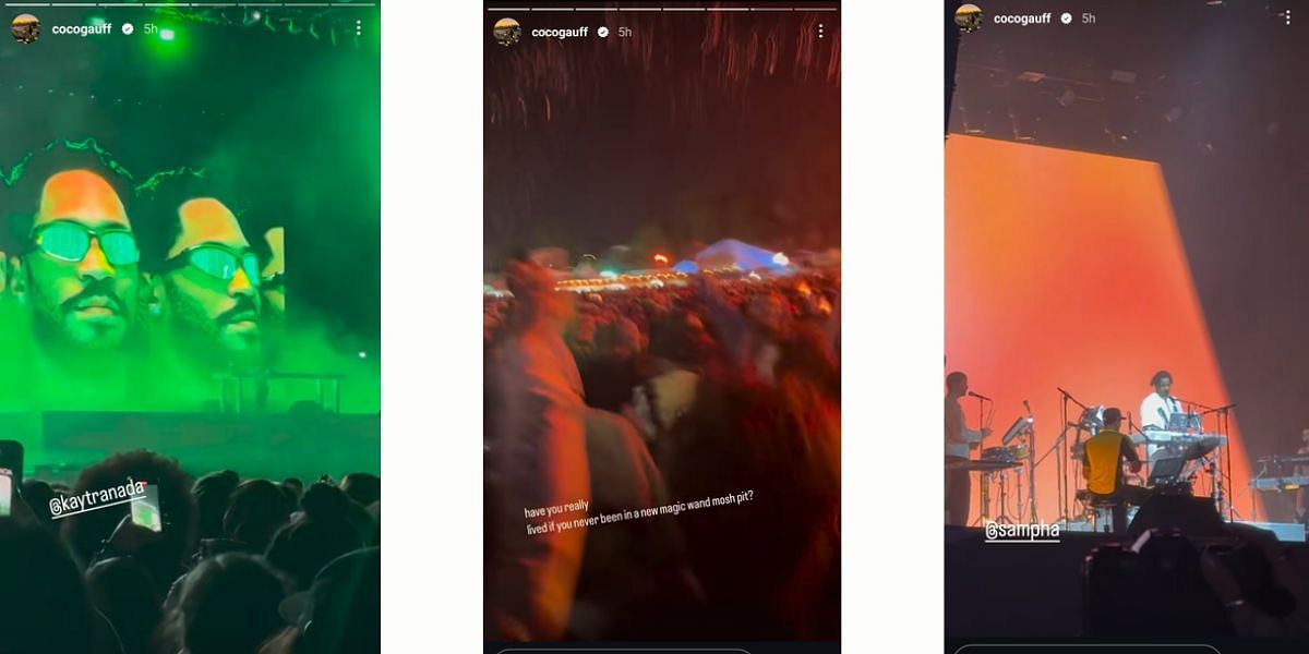 Gauff's Instagram Stories from her visit to the Camp Flog Gnaw Carnival. (Image: Instagram @corigauff)