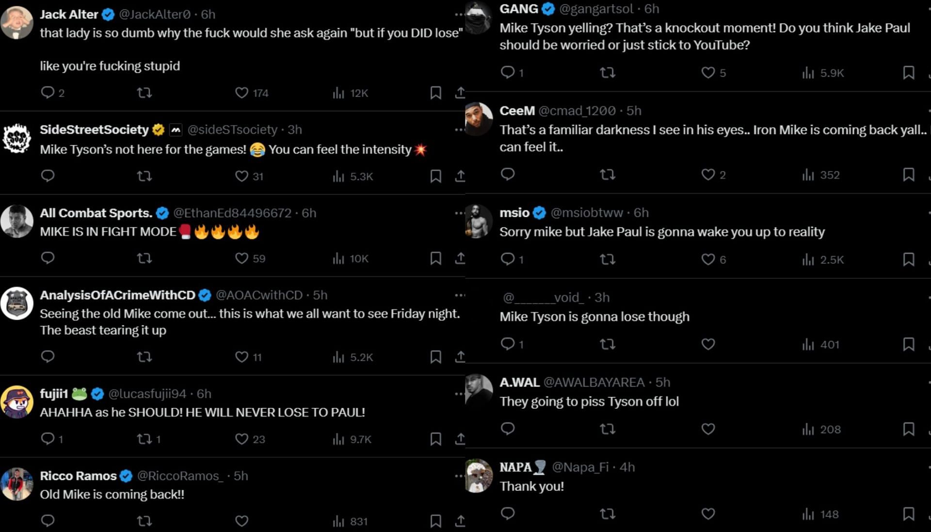 Fan reactions to Tyson lashing out at a reporter