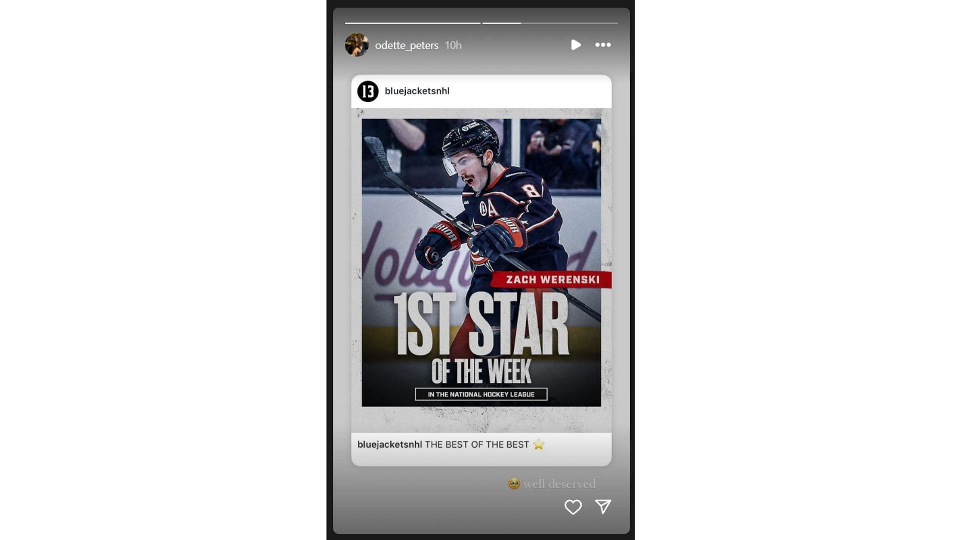 Zach Werenski's fiance Odette pens 2word message for beau's 1st Star