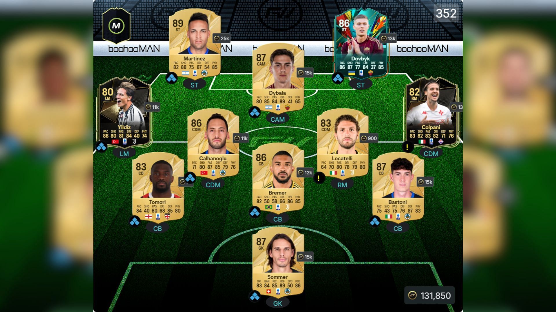 Serie A Ultimate Team squad 2/4 (Image via FUTWIZ || EA Sports)