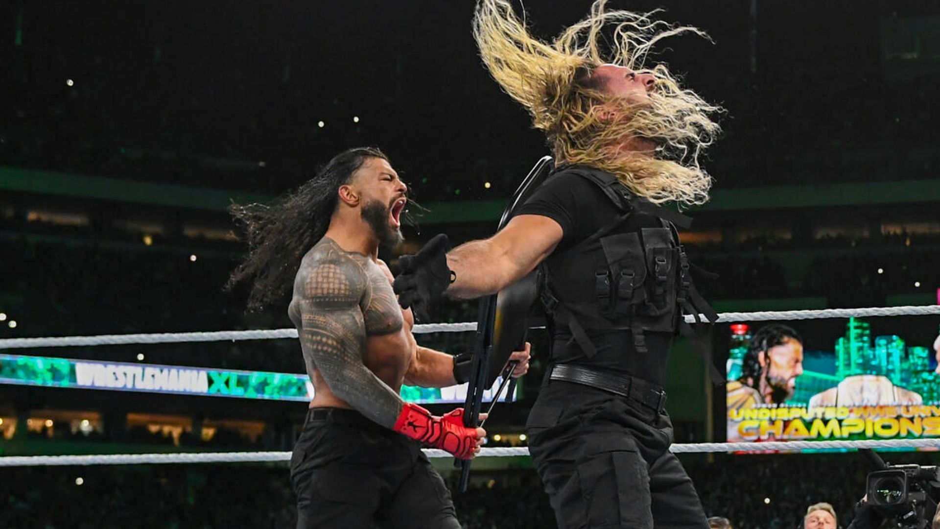 Roman Reigns and Seth Rollins at WrestleMania XL! [Image credit: WWE.com]