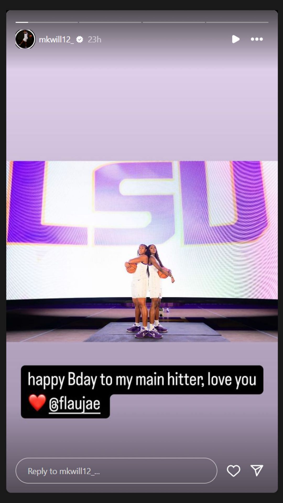 Mikaylah Williams' Instagram story (@mkwill12_/IG)