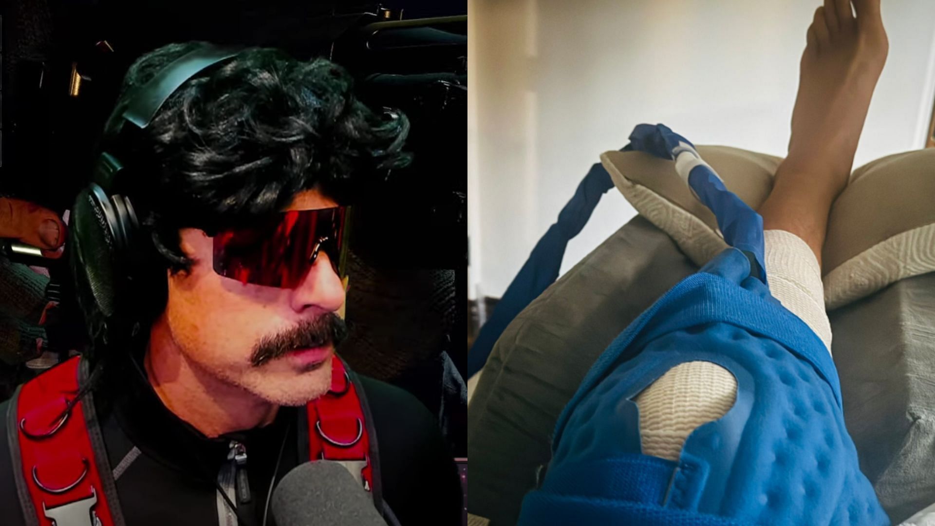 DrDisrespect is currently under recovery amidst issues with his ACL (Images via @DrDisRespect/YouTube, X)