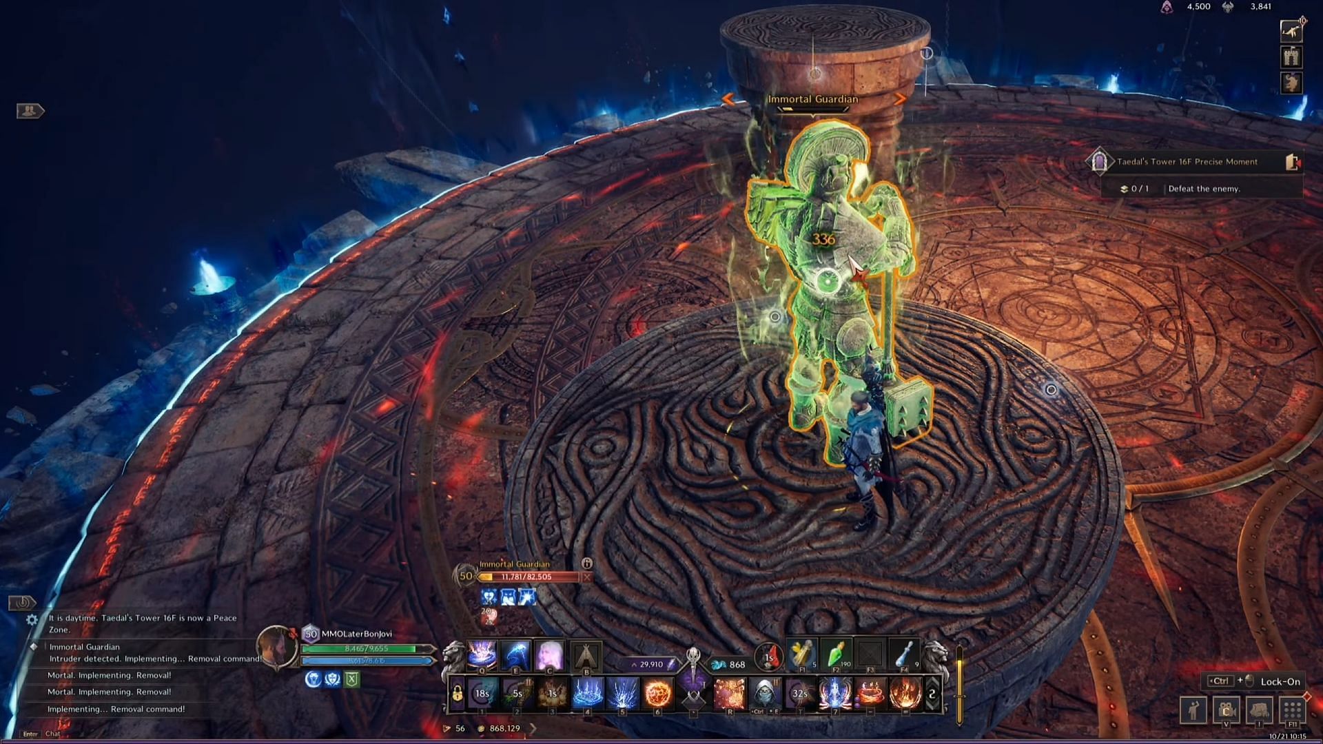 Jump on the pillar and hit the Boss to stop them from healing (Image via NCSoft || YouTube/MMOLater)