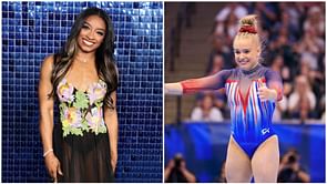 WATCH - Simone Biles tears up as she receives a bouquet from Joscelyn Roberson after emotional speech by teammate on the final night of GOAT