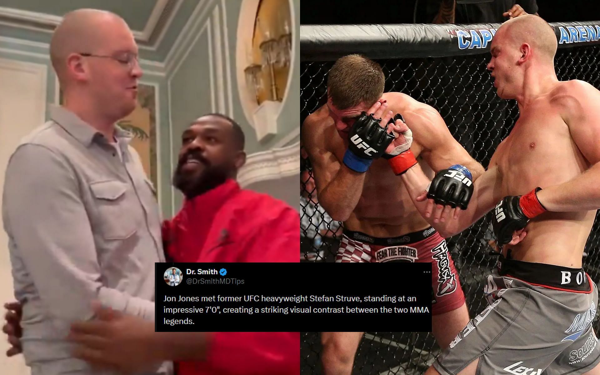 Fans share thoughts on Jon Jones catching up with former heavyweight that defeated Stipe Miocic [Image courtesy: @BigMarcel24 and @ChampRDS on X]