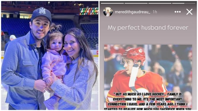 Johnny Gaudreau's wife Meredith reacts in four words to ex-Flames star's quote on family written in his letter to Calgary