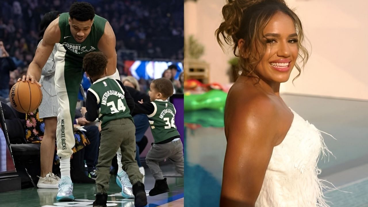 Giannis Antetokounmpo shares love filled moments with wife Mariah Riddlepsrigger and 3 kids courtside [Picture Credit: IG/@giannis_an34, @ sincerelyymariah]