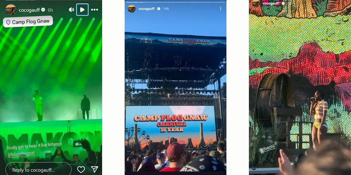 Coco Gauff&#039;s Instagram Stories from her visit to the Camp Flog Gnaw Carnival. (Image: Instagram @corigauff)