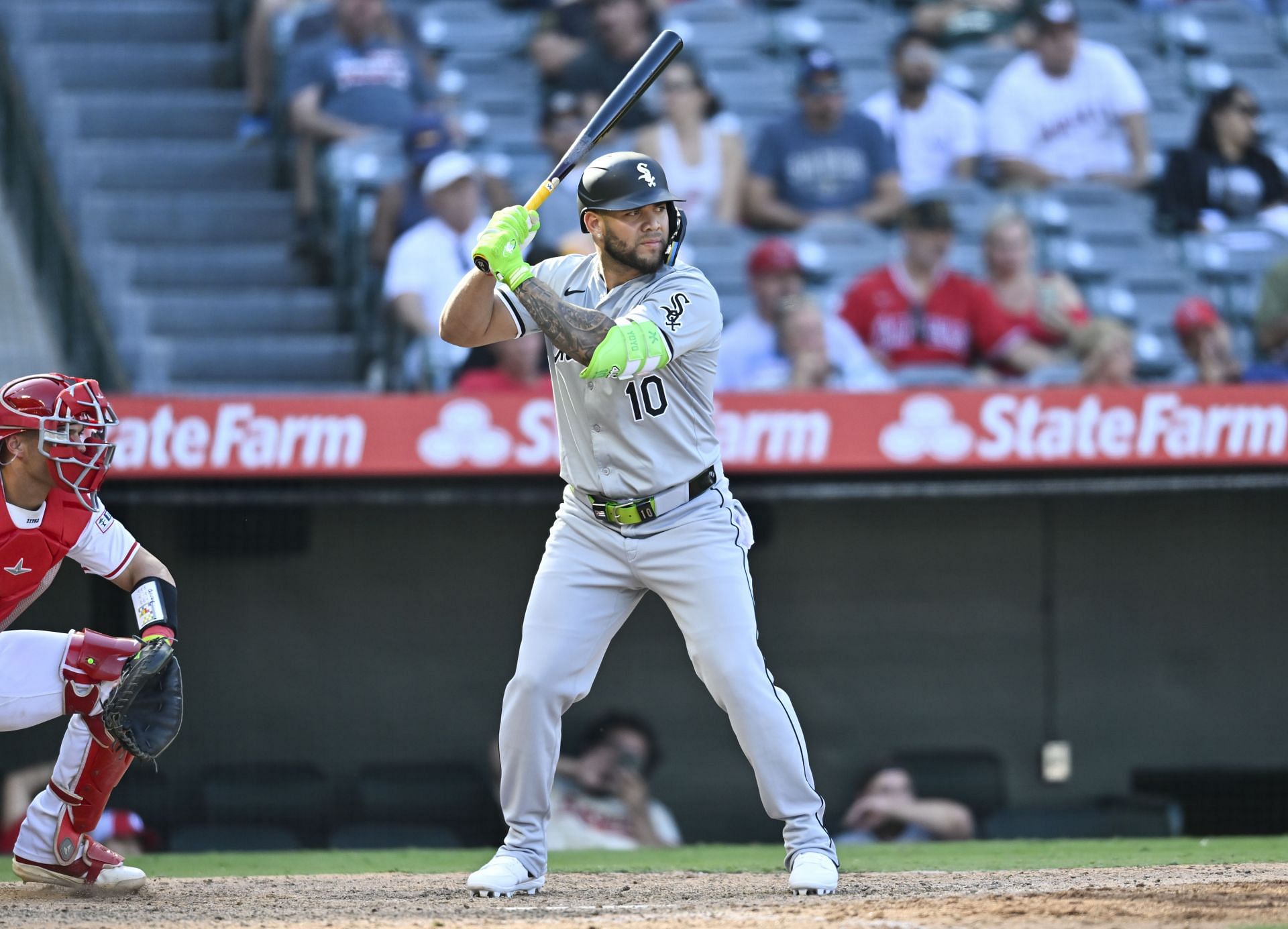 Yoan Moncada batting against the Los Angeles Angels - Source: Getty