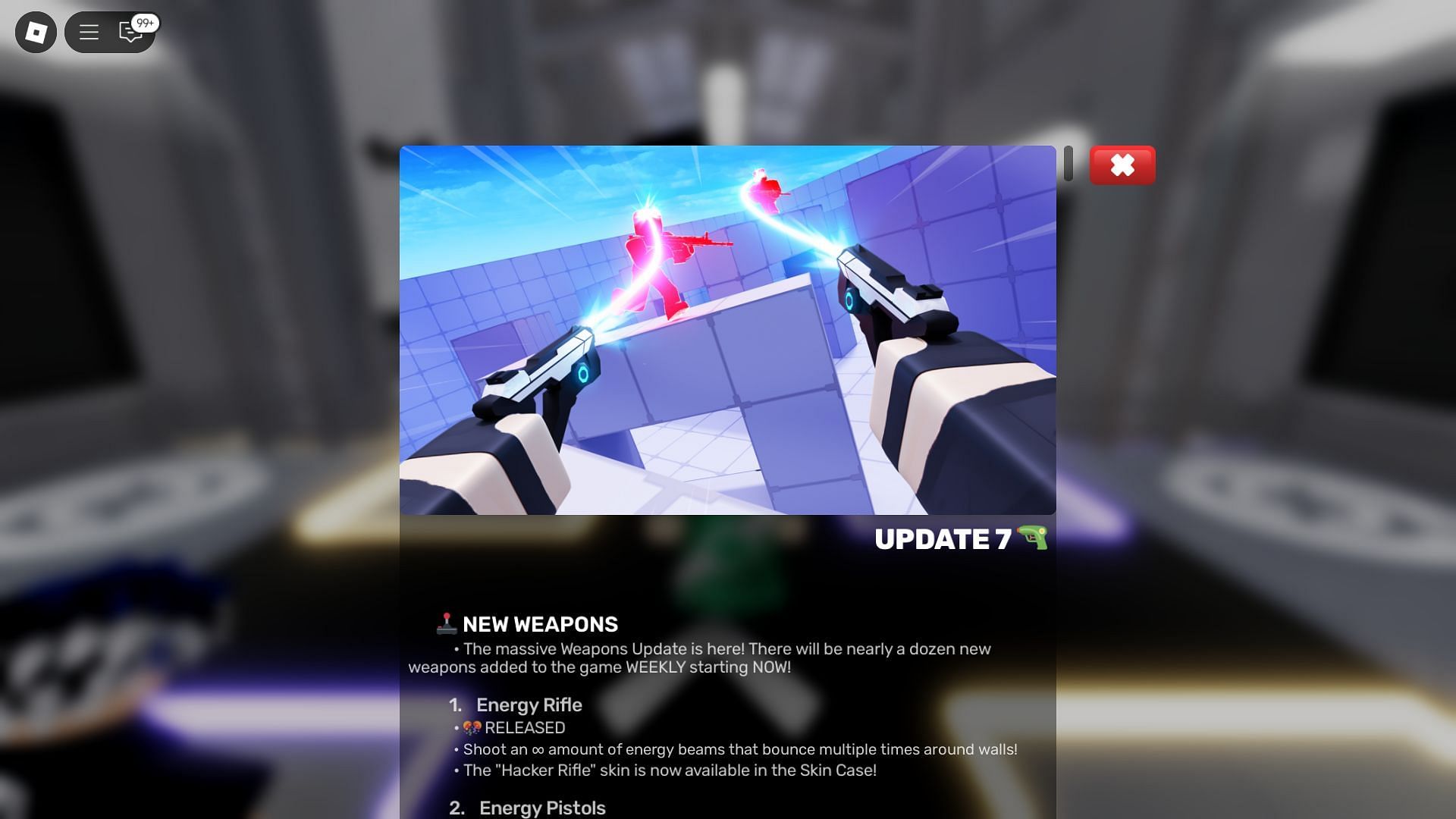 You can also check the Roblox Rivals update changelog in the game (Image via Roblox)