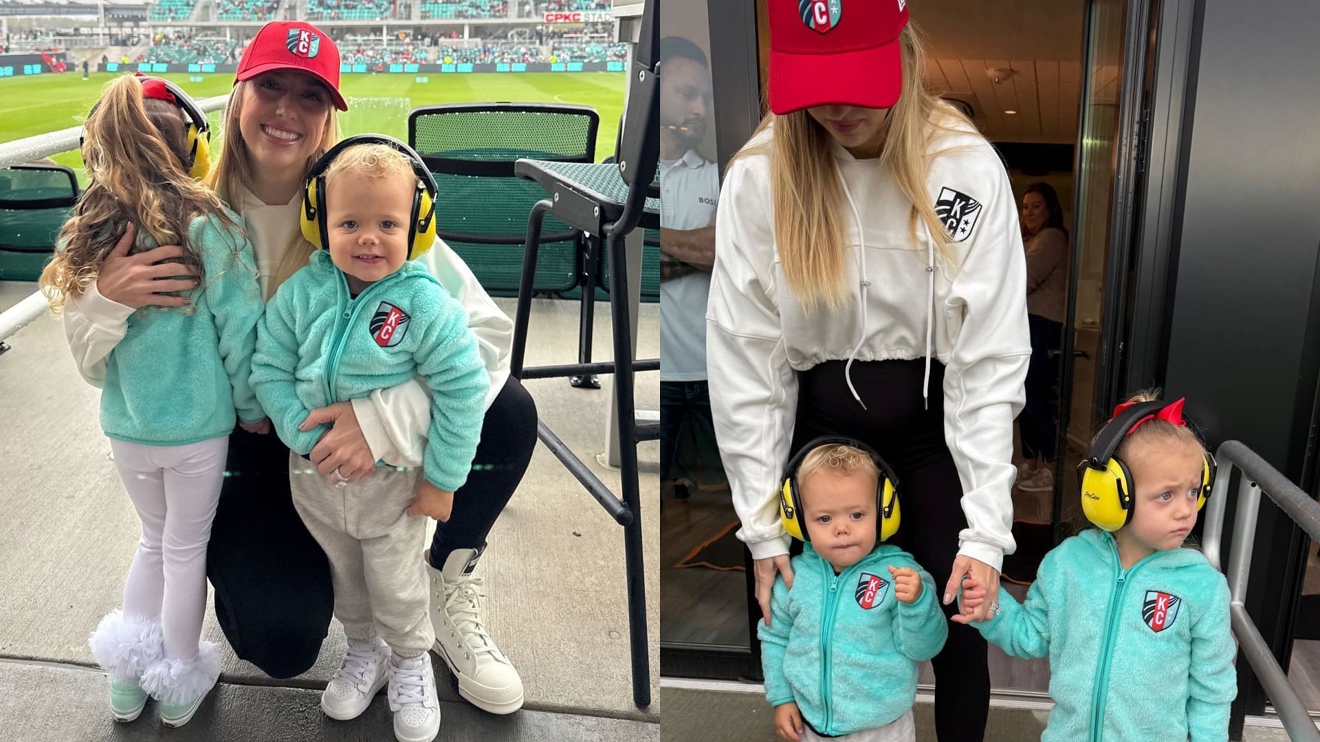 Brittany Mahomes and her children Sterling and Bronze at the KC Current-Orlando Pride game