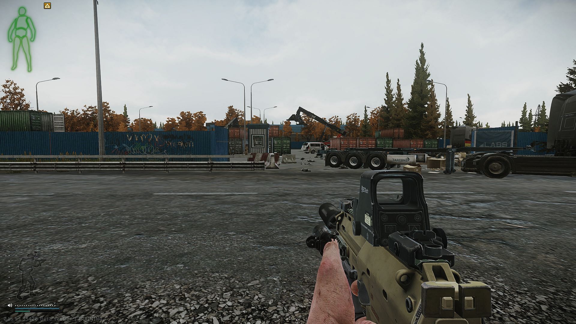 The parking lot outside of the ULTRA mall (Image via Battlestate Games)