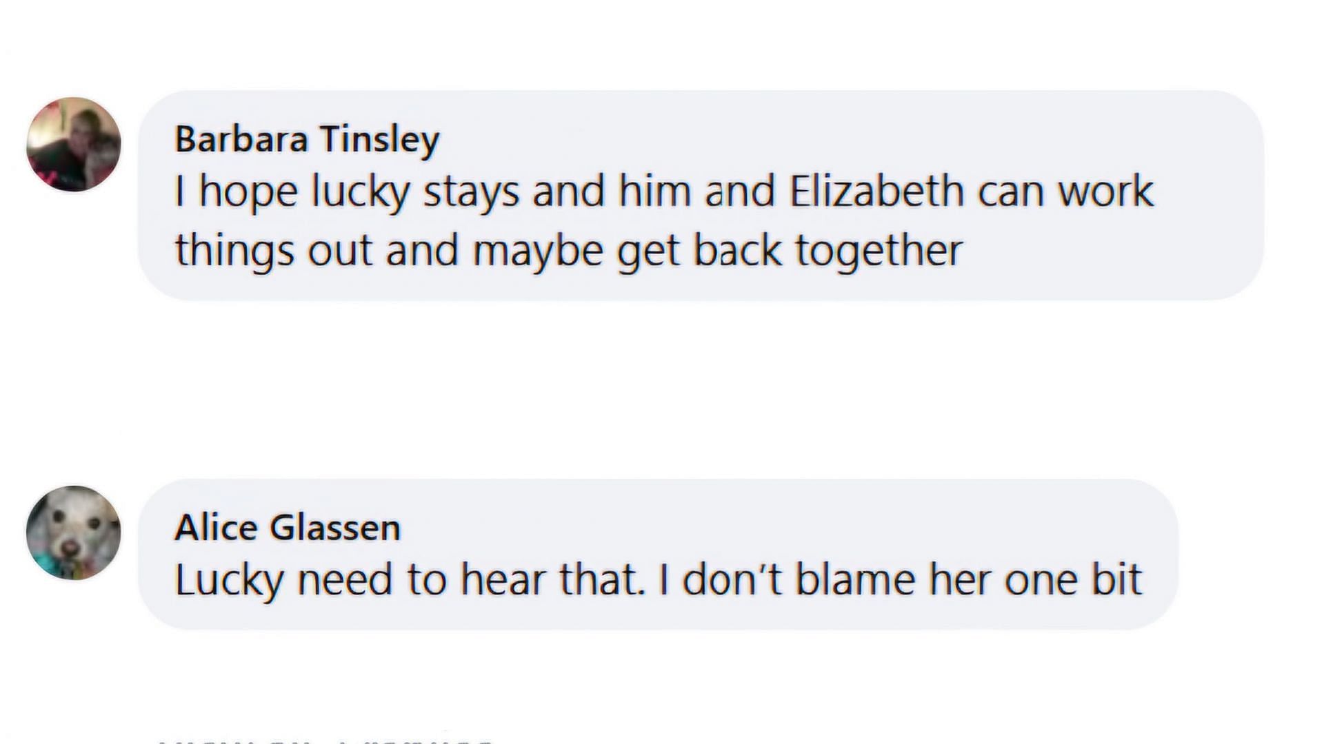 Fans pitching in on Lucky and Elizabeth&#039;s conversation (via General Hospital / Facebook)