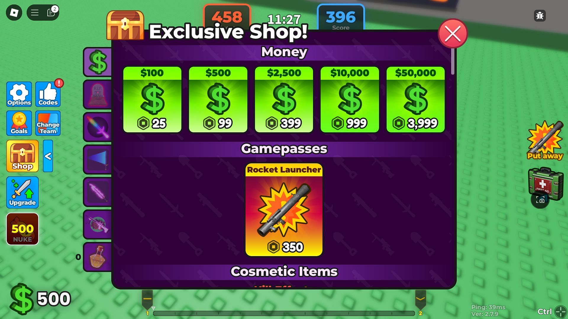 In-game shop (Image via Roblox)