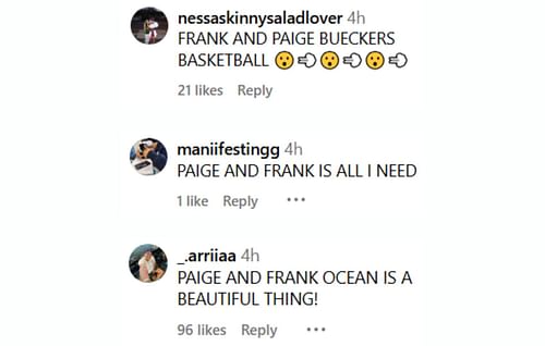 Fans praise Bueckers' mixtape with Frank Ocean's song (via UConn WBB IG) 