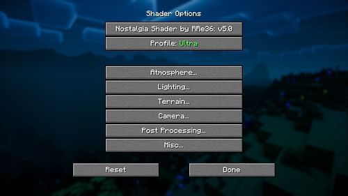 The Minecraft Nostalgia shader runs on Optifine (Image via Mojang Studios || Optifine/@RRe36)