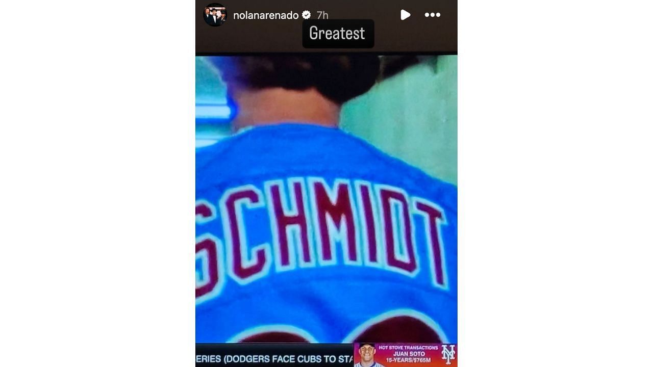 Nolan Arenado was watching a Mike Schmidt documentary last night (Instagram/nolanarenado)