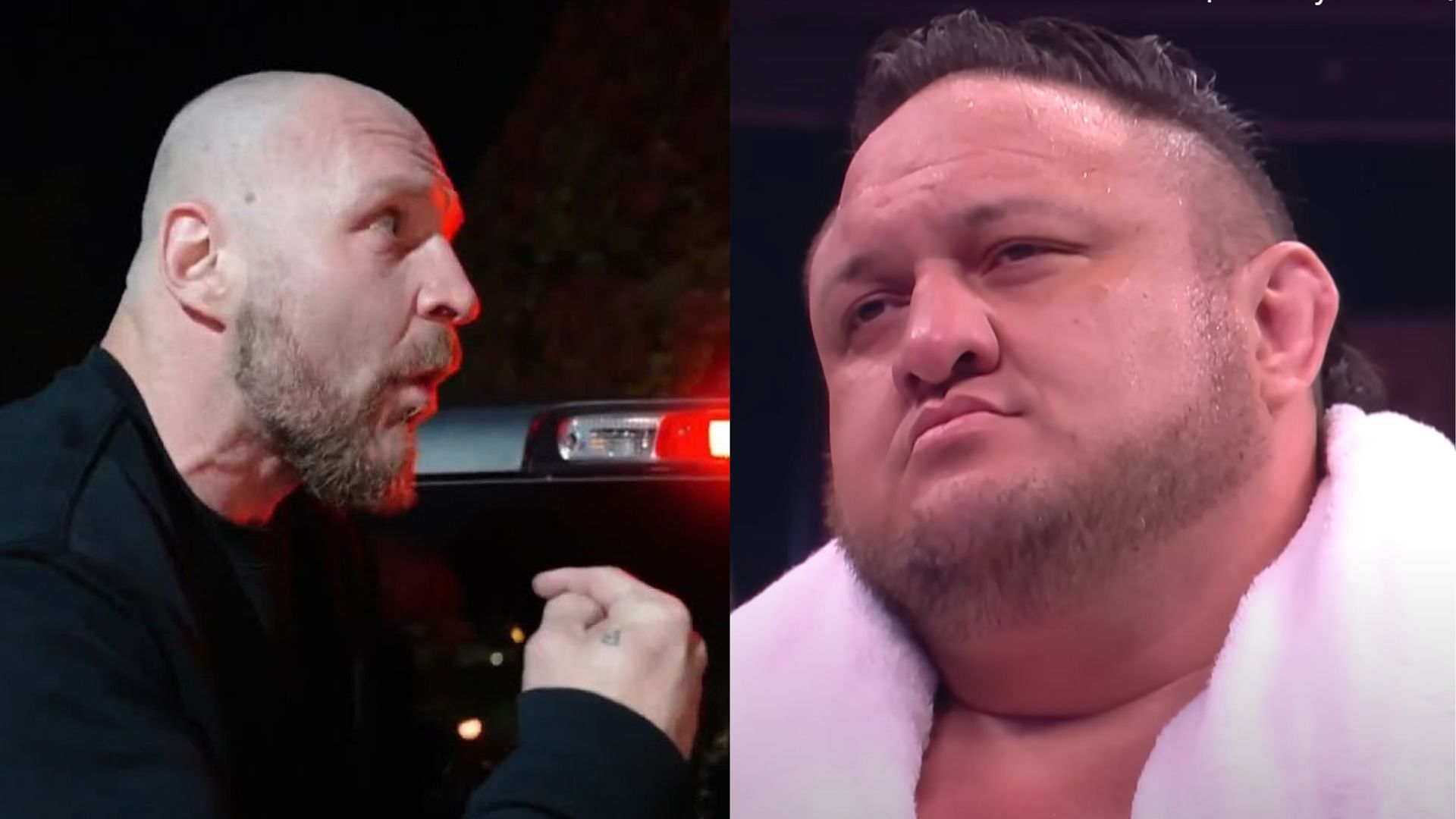 AEW World Champion Jon Moxley (left) and Samoa Joe (right). (Image credits: AEW YouTube channel)