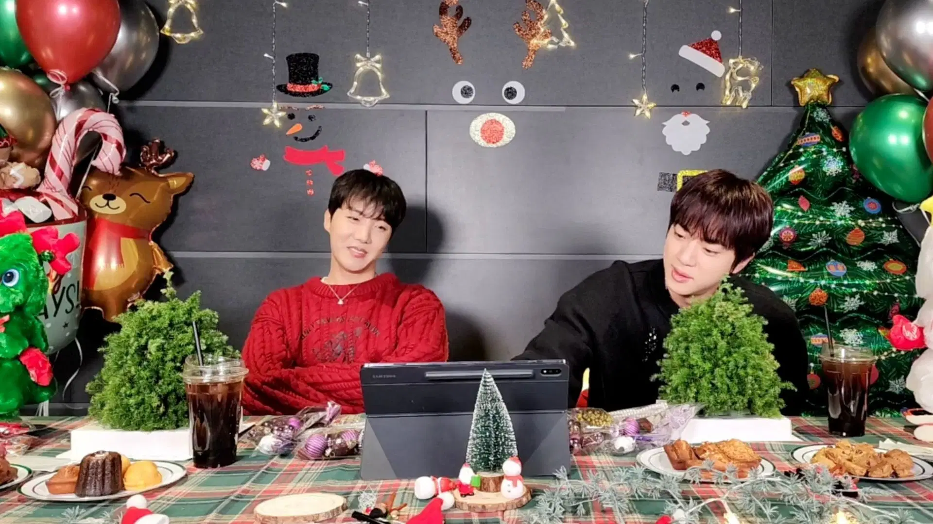 Jin and J-hope discuss future variety content ideas (Image via Weverse)
