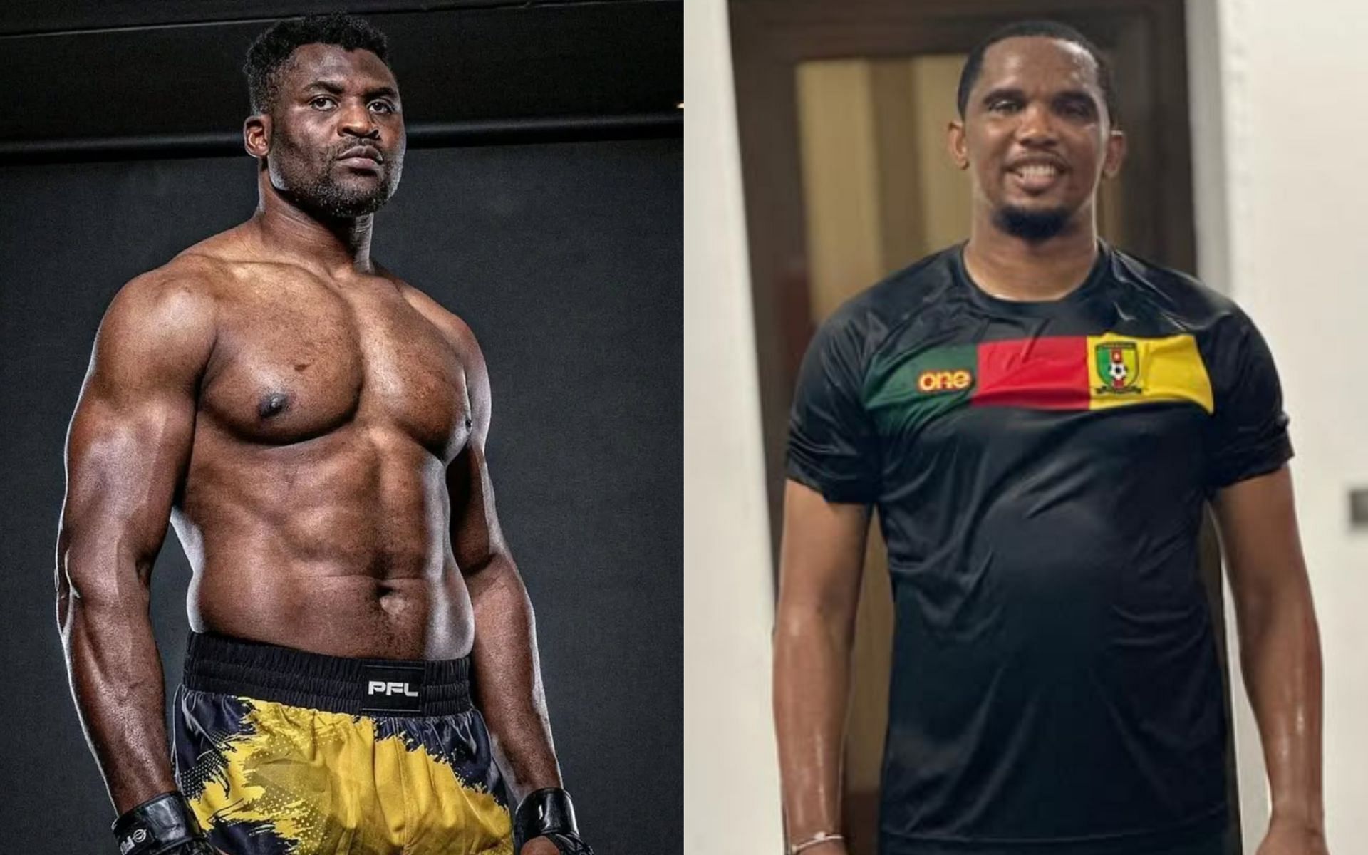 Francis Ngannou (left) and Samuel Eto