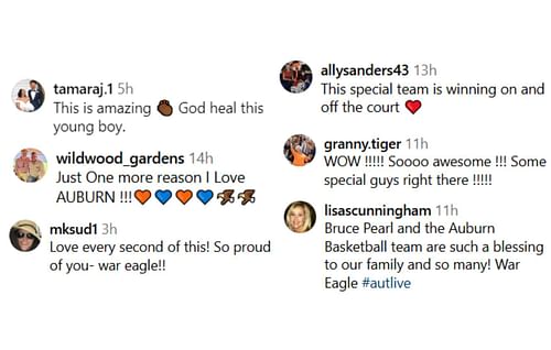 Fans' comment on Auburn Tigers' IG reel