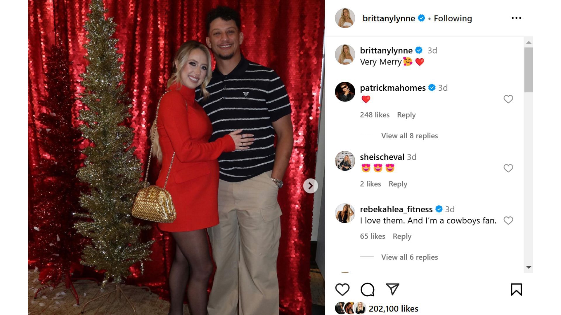 Patrick Mahomes and wife Brittany celebrate Christmas together [Image credit: @brittanylynne IG]