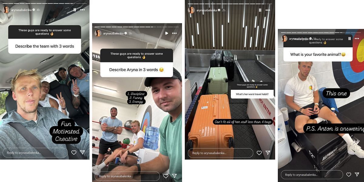 Screengrabs from Aryna Sabalenka&#039;s Instagram story (@arynasabalenka)