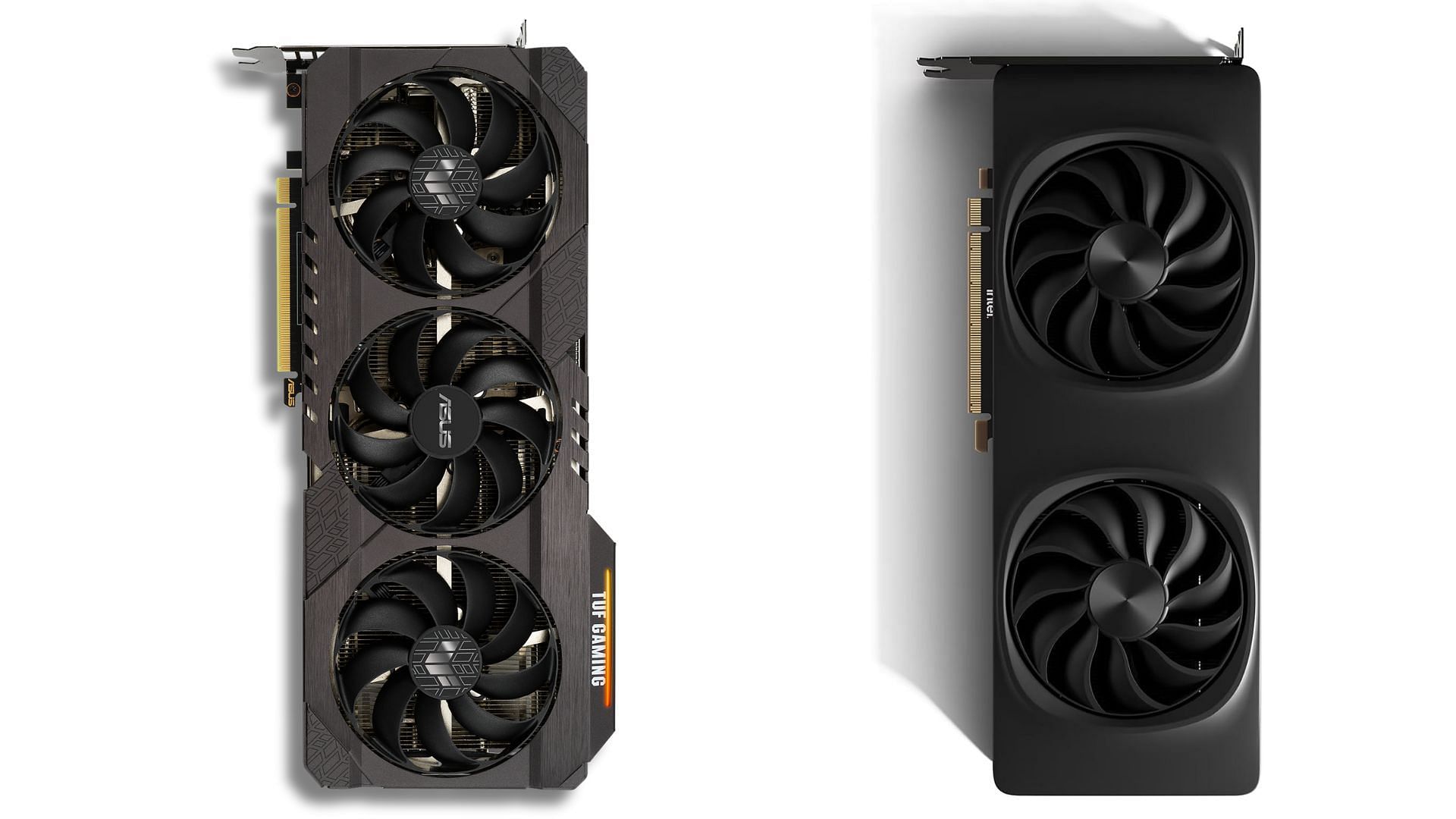 The Nvidia RTX 3070 and the Arc B580 are interesting cards in the mid range (Image via ASUS and Newegg)