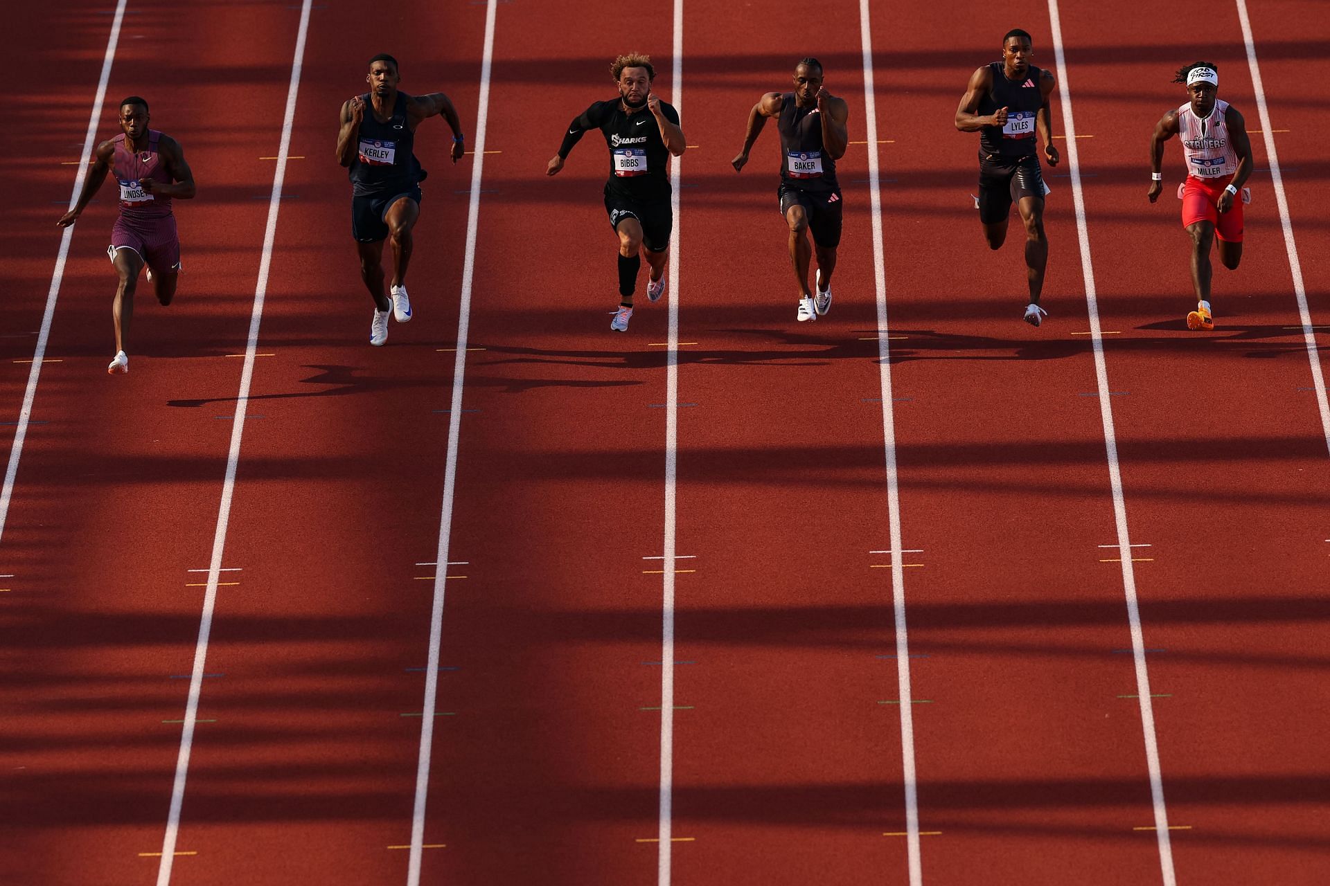 Christian Miller (R) in action with other athletes at the 2024 U.S. Olympic Team Trials(Photo by Patrick Smith/Getty Images)