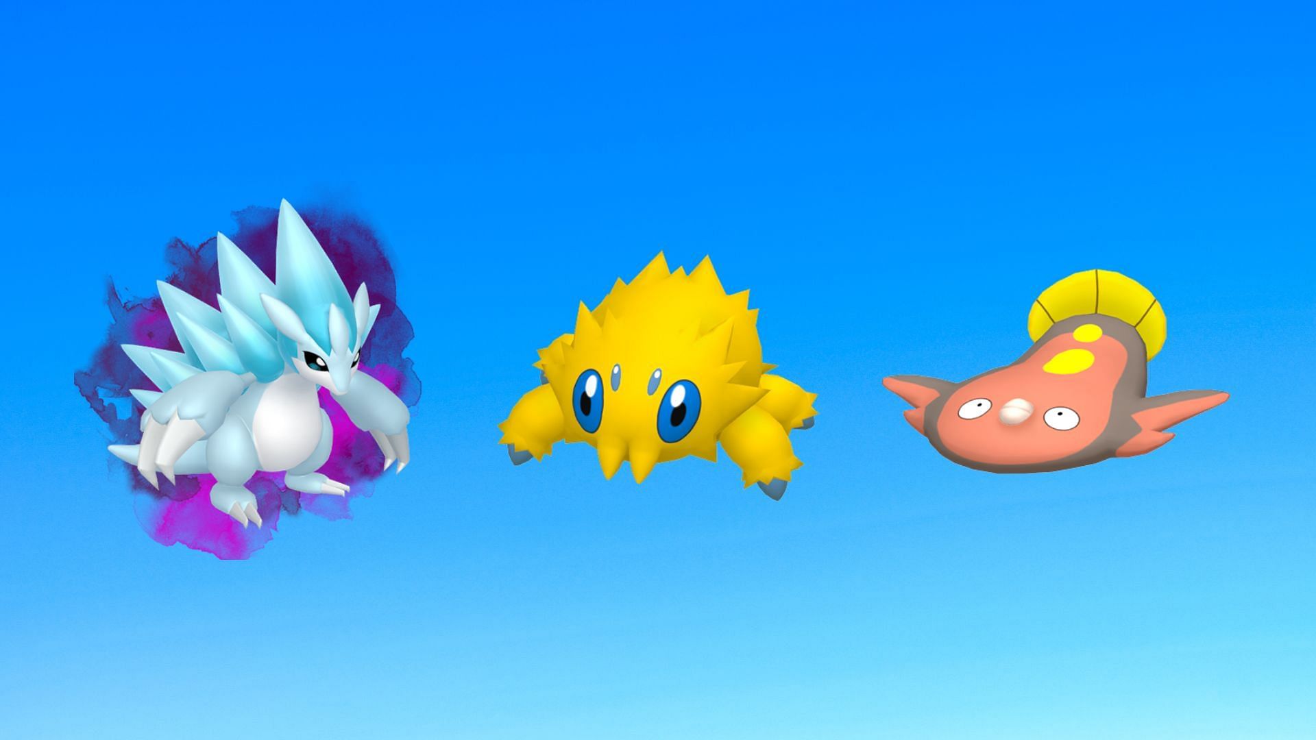 Shadow Alolan Sandslash, Joltik, and Stunfisk (Image via TPC)